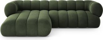 Cosmopolitan Design Sof&aacute; esquinero izquierdo 5 plazas de terciopelo verde