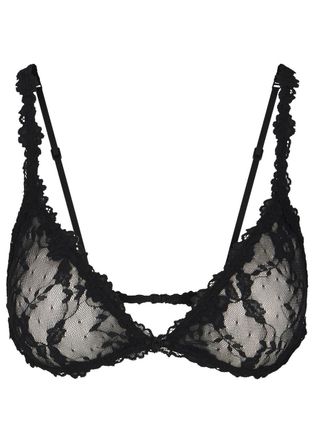 SKIMS Stretch-lace Triangle Bralette - Dark Grey