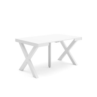 Skraut Home Mesa Consola Extensible, Mesa Comedor Plegable, 140, Para 6 Comensales, Patas Madera Maciza, Estilo Moderno, Blanco - Skraut Home
