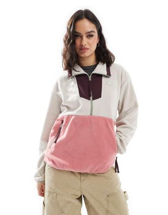 Columbia Sequoia Grove zip fleece in dark stone, pink agave-Neutral