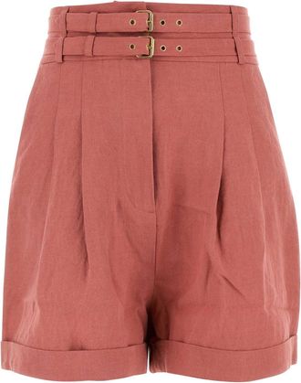 Le Kasha Dark Pink Linen Aqiva Shorts