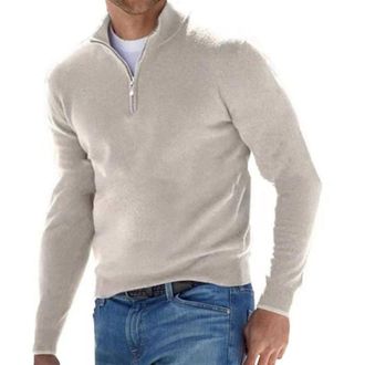 Generic Mens Jumpers Cotton Quarter Zip Knitted Jumper V Neck Golf Long Sleeve 1/4 Zip Up Sweatshirt Pullover Tops for Gym Fitness Outdoor Slim Fit Work Turtl