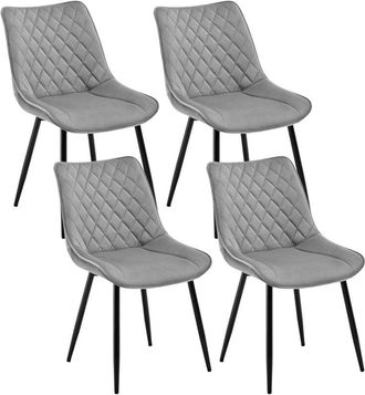 Woltu Set of 4 Dining Chairs Velvet Office Kitchen Chair Living Home-Light Grey