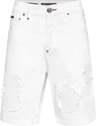 Philipp Plein Denim Shorts Formentera Distressed - Heren - Denim shorts - Wit - W33 - Denim - Korte Broeken