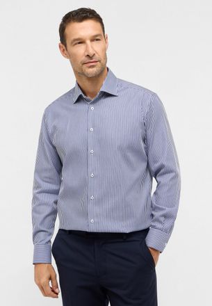 Eterna Langarmhemd ETERNA MODERN FIT, Herren, Gr. 44, Normalgr&ouml;ssen, blau (navy), Satin, 100% Baumwolle, tailliert, Manschette, Hemden Langarmhemd, NON IRON 