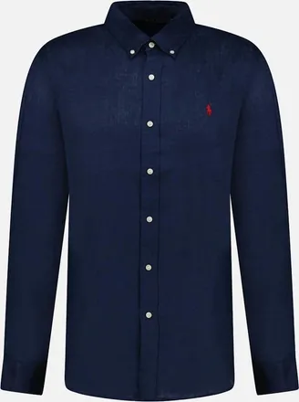 Polo Ralph Lauren Mens Polo Ralph Lauren Slim Fit Linen Shirt in Newport Navy - Size: 40/Regular