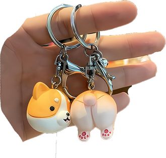 Generic Cute Animal Couple Keychain Set, Bag Decoration. Kawaii design, 2 pcs set (Corgi + ass)
