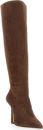 Stuart Weitzman Womens Boots Vinnie Zip 100 Brown Leather
