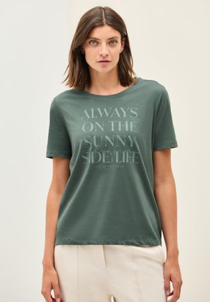 Cecil T-Shirt CECIL, Damen, Gr. XS (36), gr&uuml;n (balmy khaki), Jersey, Obermaterial: 100% Baumwolle, bedruckt, Rundhals, Shirts T-Shirt