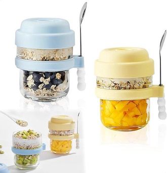 OEM Tarros Para Avena Nocturna, Tarros De Vidrio Reutilizables De 440 Ml, Tarros De Vidrio Para Preparar Comidas, Yogur, Cereales, Ensalada Y Pud&iacute;n