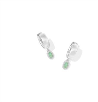 Kendra Scott Womens Mini Ellie Wide Huggie Earrings In Silver Green Opal