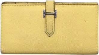 Herm&egrave;s Pre-owned Wallets, female, Yellow, Size: ONE SIZE Pre-owned Vintage Yellow Long Wallet Silver Hardware