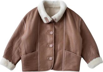 Just things we like Nari Reversible Shearling Jacket - Dames - Jassen - Bruin - M - Wol - Jassen