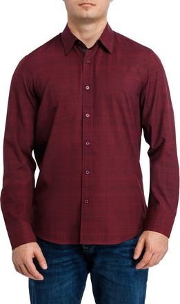 ConStruct Slim Fit Stretch Chambray Button-Up Shirt in Burgundy at Nordstrom Rack, Size Large