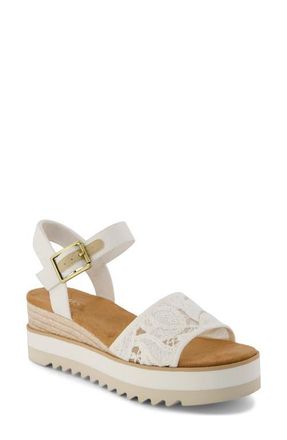 Toms Diana Platform Wedge Sandal in White Lace at Nordstrom, Size 7.5
