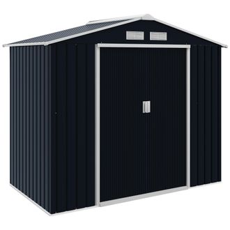 OEM Casetta Da Giardino Porta Utensili In Lamiera Con Porte Scorrevoli, 213x130x185cm, Grigio Scuro