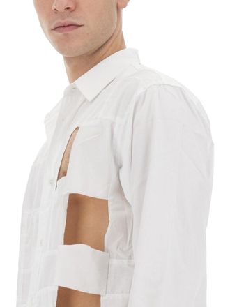 Comme Des Gar&ccedil;ons Cut-Out Cotton Shirt - White