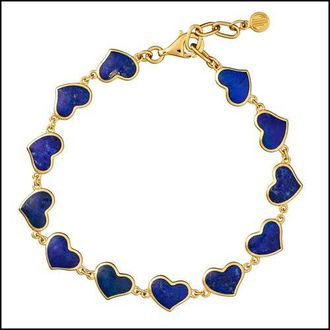 Jan Leslie All Around Heart Bracelet Set In 18K Gold Overlay Sterling Silver in Blue at Nordstrom