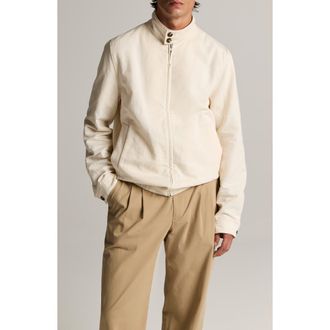 Vince Cotton & Linen Bomber Jacket in Blanco at Nordstrom, Size Xx-Large