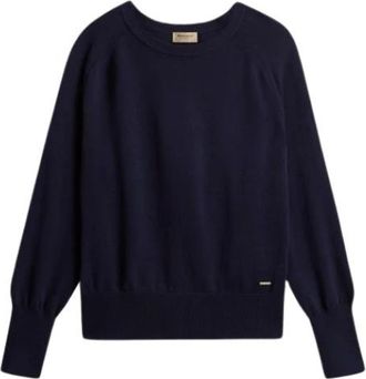 Woolrich Truien & Vesten, Dames, Blauw, L, Katoen, Cotton Modal Crewneck
