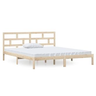 Berkfield Home Bed Frame 135x190 cm Double Solid Wood in Light Brown