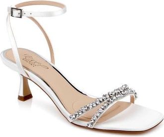 Badgley Mischka Nayla Ankle Strap Sandal in Ivory Satin at Nordstrom, Size 6.5
