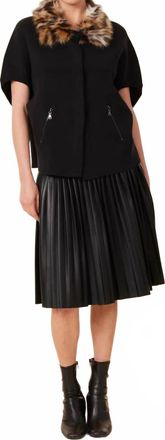 Dolce Cabo Faux Leather Pleated Midi Skirt In Black