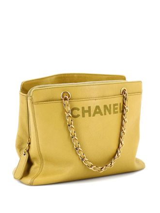 Chanel Logo Chain Caviar Medium tote bag - women - Calf Leather - One Size - Yellow