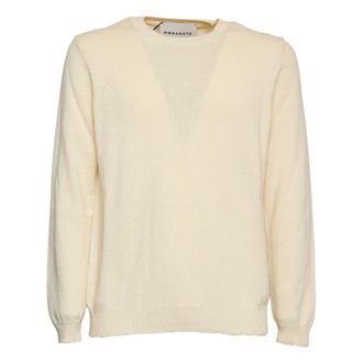 Amaranto Round-neck Knitwear, male, White, Size: M Textured Round-neck Sweater