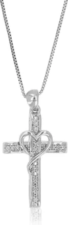 Vir Jewels 1/10 cttw Lab Grown Diamond Cross Pendant Necklace in Sterling Silver with Chain For Women