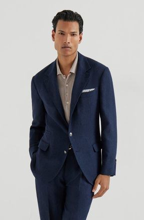 Brunello Cucinelli Hopsack deconstructed blazer in Navy Blue at Nordstrom, Size 52 It
