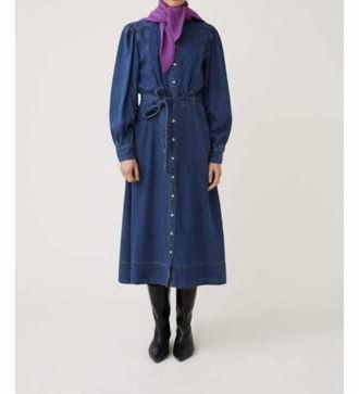 Suncoo Chona Denim Dress In Blue