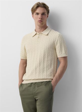 Le 31 Mens Embossed jacquard Polo Shirt