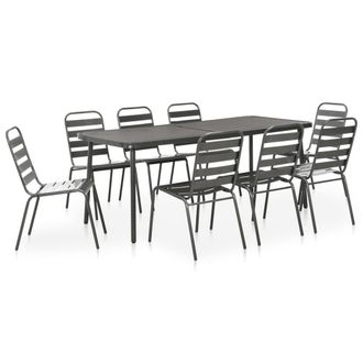 Berkfield Home 9 Piece Outdoor Dining Set Steel Dark Grey