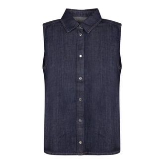 7 For All Mankind Denim Shirts, female, Blue, Size: XS Sleeveless Denim Blouse
