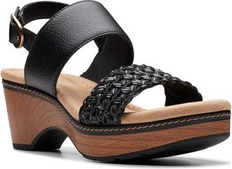 Clarks Seannah Step Womens Sandals Black Leather : 8.5 B - Medium, Leather/Rubber