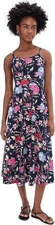 Pact Organic Cotton Fit-and-Flare Midi Dress Womens Dress Dayspring Blooms : 2XL, Cotton/Elastane