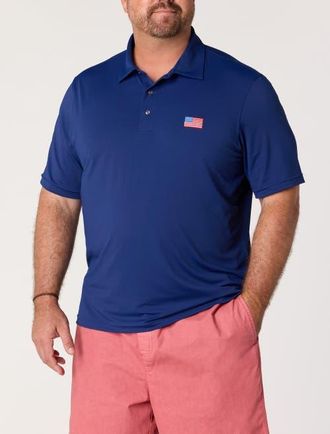 Vineyard Vines Big & Tall Golf Sankaty Polo Shirt in Blue Depth Flag at Nordstrom, Size Xx-Large