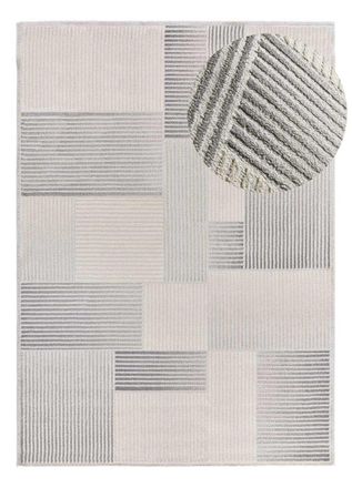 Atticgo Alfombra con relieve geom&eacute;trica gris/crema 133x190 cm
