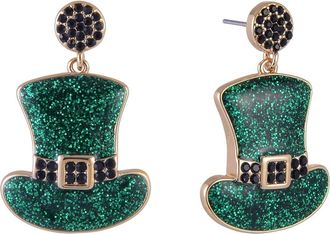 Hallmark Glitter Top Hat Earrings in Green at Nordstrom