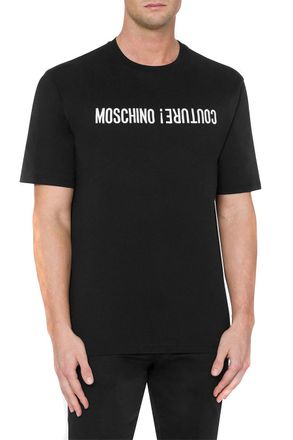 Moschino Mens Couture Text Tshirt - Black Cotton - Size Medium