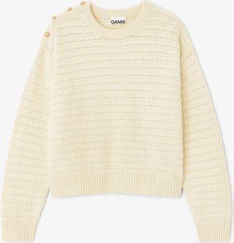 Ganni Beige Cream Wool Jumper - Size XXS/XS