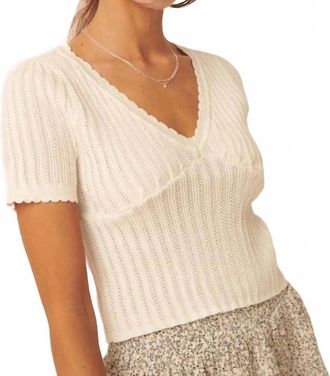 Promesa Keep It Simple Scalloped Pointelle Crop Top In White