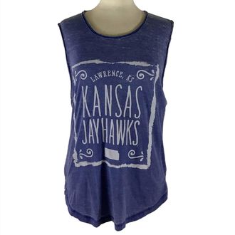 Pressbox Womens University Of Kansas Ruffy Tank In Navy