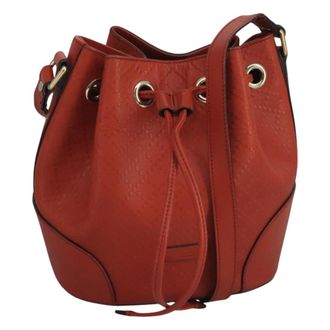Gucci Bright Bucket Diamante Leather Orange Leather Bag (Pre-Owned)