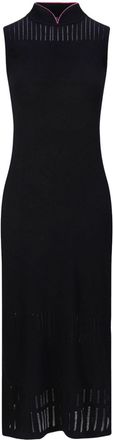 Shanghai Tang ribbed cotton midi dress - women - Cotton - M - Black