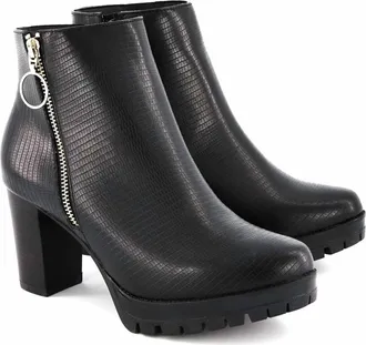 Andrea Womens Reptile-Print Ankle Boot In Black