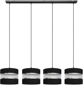 Netlighting Helen Straight Bar Pendant Ceiling Light Black Silver 100cm