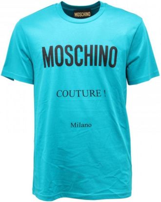 Moschino Heren Couture Milano T-Shirt (Lichtblauw)