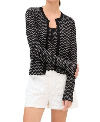 Allison New York Marita Cardigan In Black/ivory